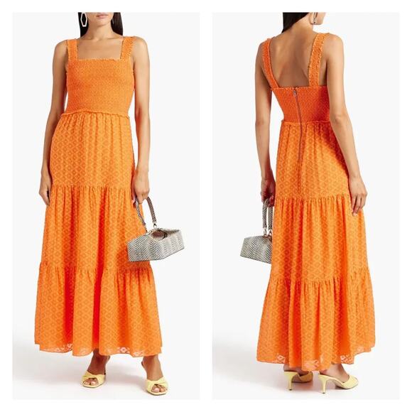 Alice + Olivia Neva Silk Blend Smocked Tiered Maxi Dress Size 4 - Picture 15 of 15
